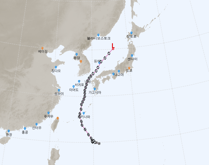 태풍 쁘라삐룬의 경로