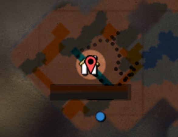 내부에 사유지 울타리를 설치해 반으로 가른 모습 (파랑색)